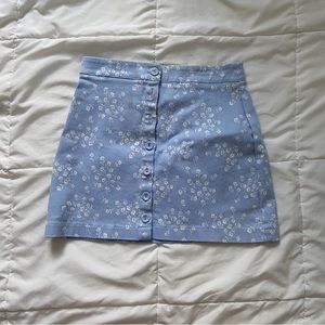 baby blue floral mini skirt
